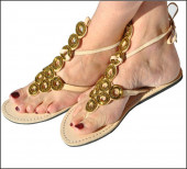 Sandales cuir Rihanna  lacets anneaux or regsummers