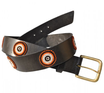 ceinture cuir artisanale kitale orange noire