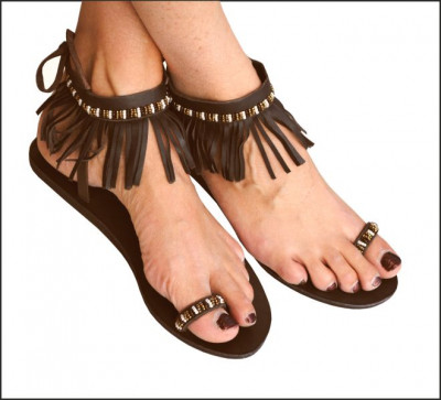 sandales cuir rasta franges liens marque regsummers